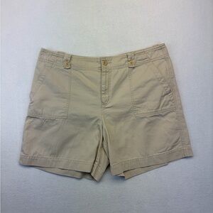 Lauren Jeans Co. Twill Shorts Women's Plus 16 Khaki 100% Cotton High Rise